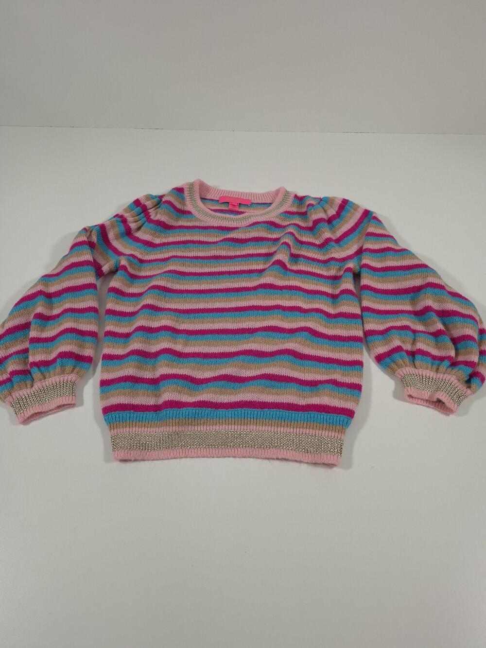 Lilly Pulitzer Sweater Womens Small Multicolor Striped Glitter Knit Pullover